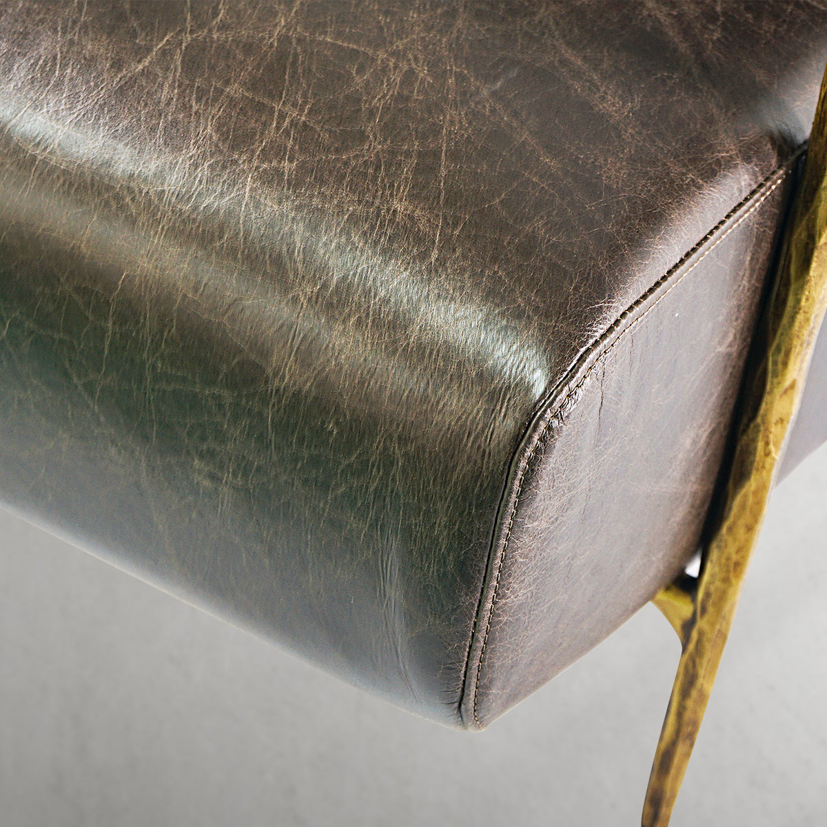 Thaddeo Genuine Brown Leather Accent Chair