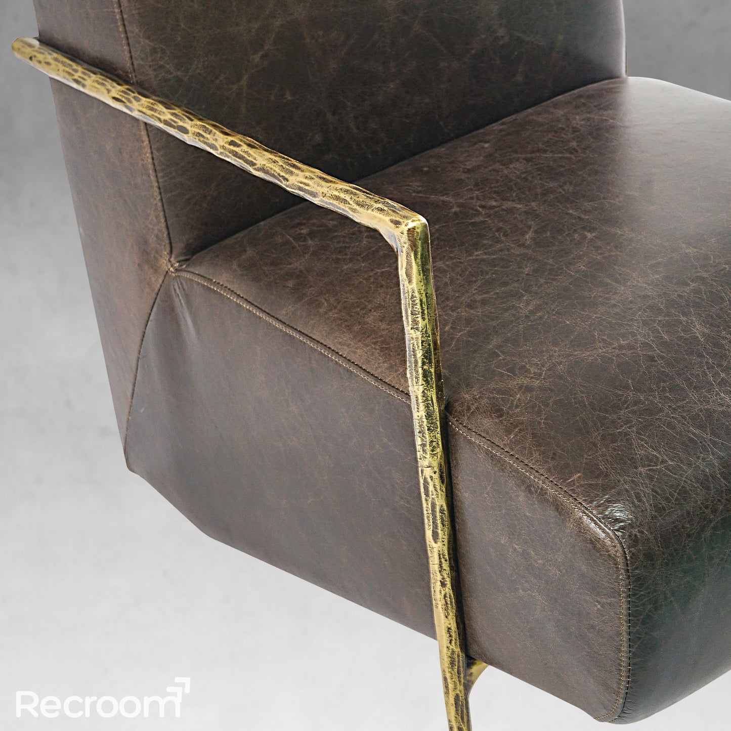 Thaddeo Genuine Brown Leather Accent Chair