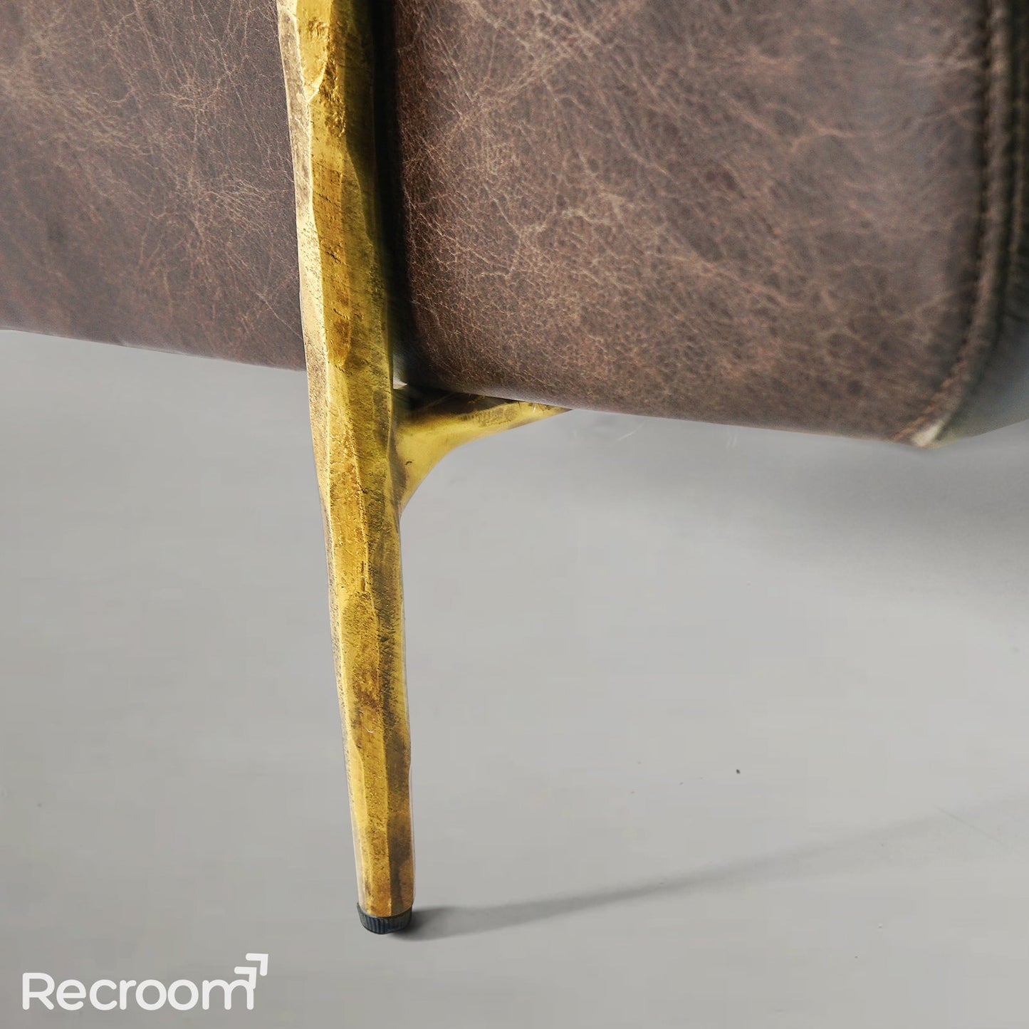 Thaddeo Genuine Brown Leather Accent Chair