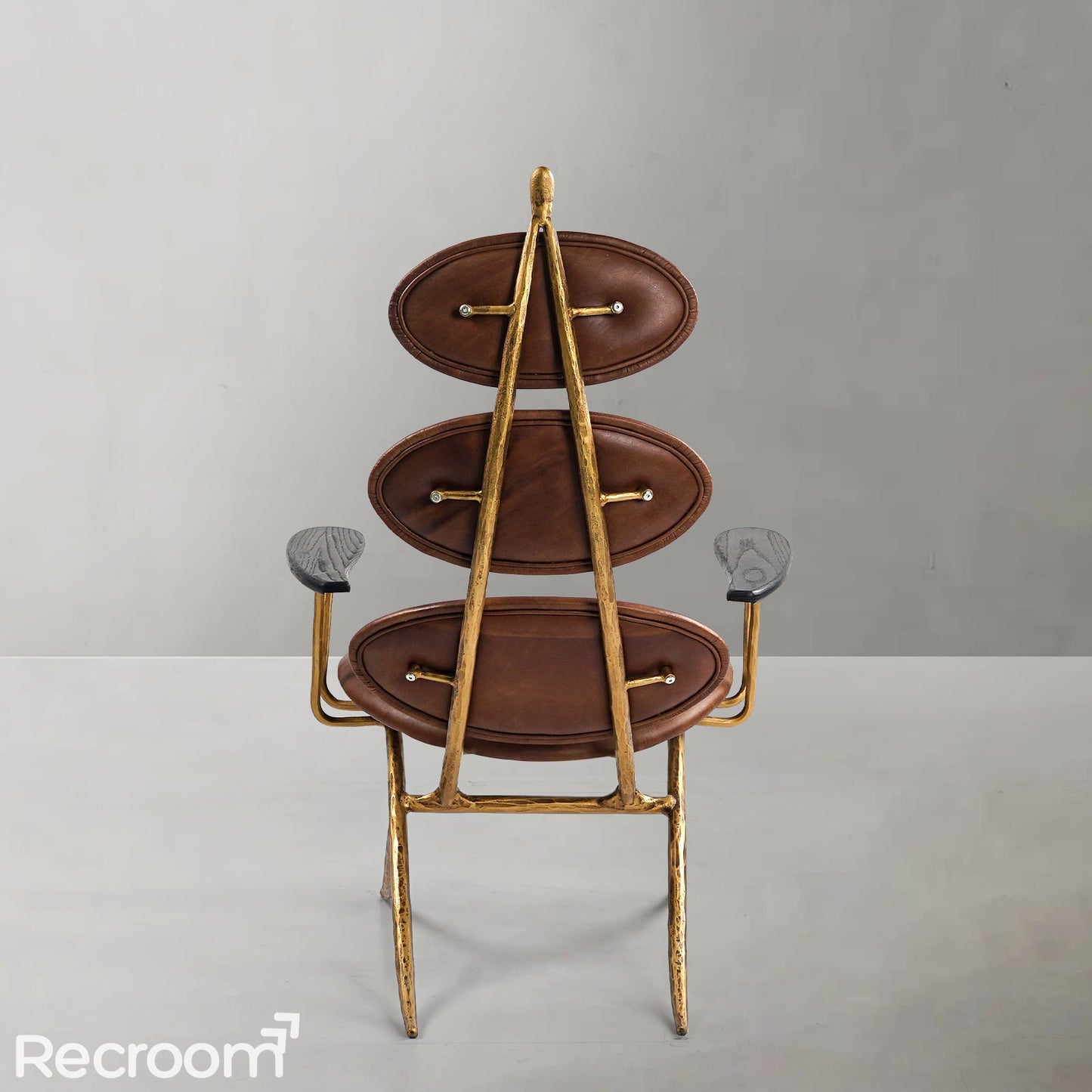 Thaddeo High Back Brown Leather Lounge Accent Chair