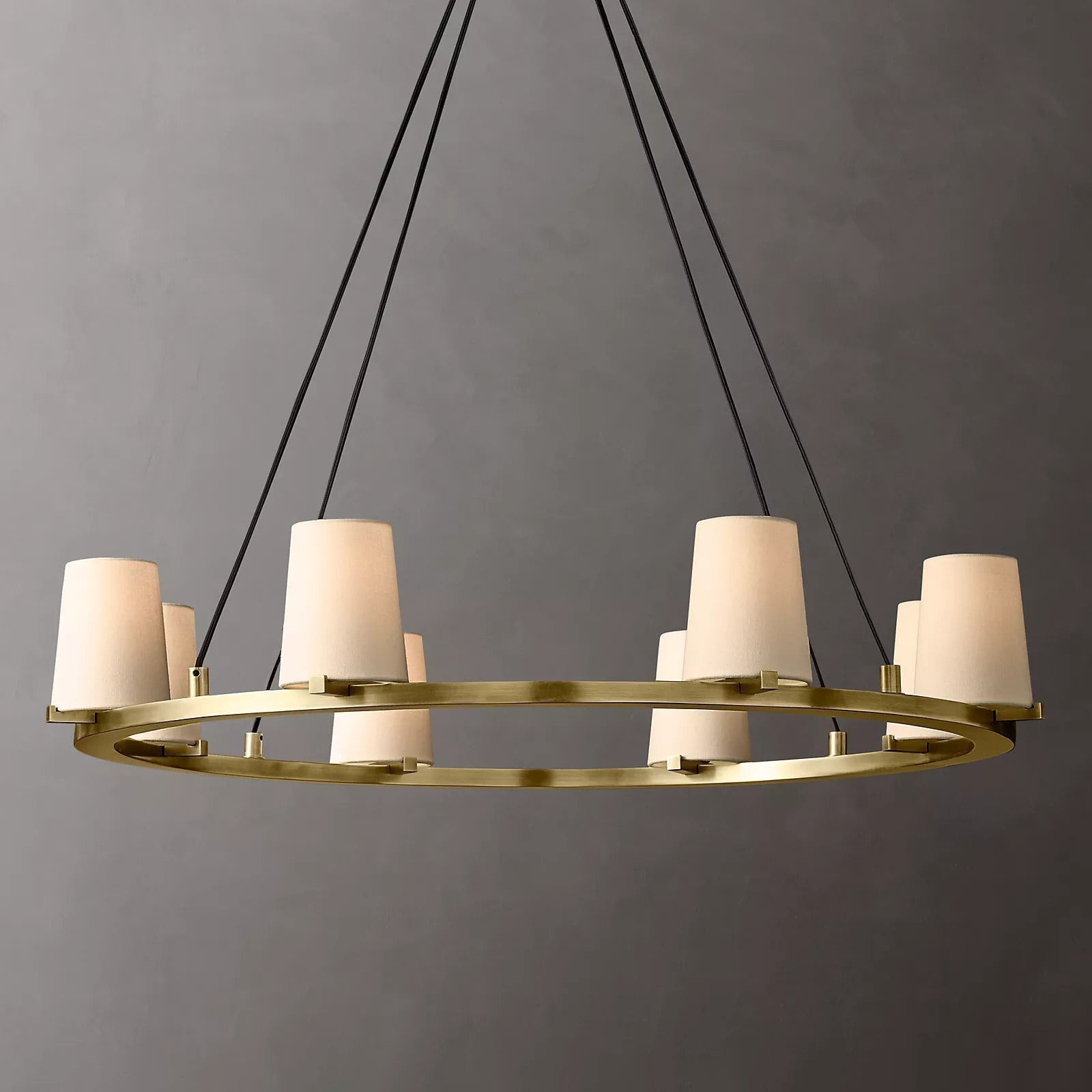 Paillette Round Chandelier For White Fabric Shade 36"