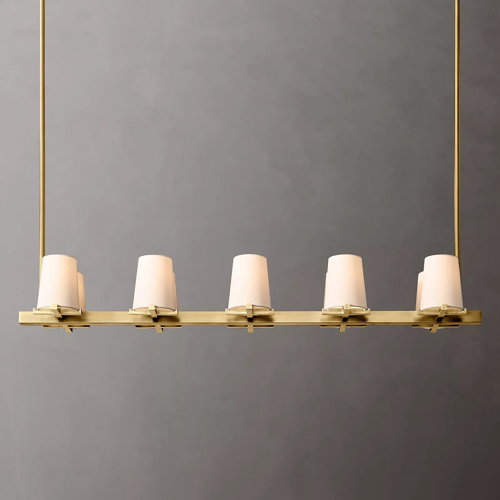 Paillette Linear Chandelier For White Fabric Shade 49"