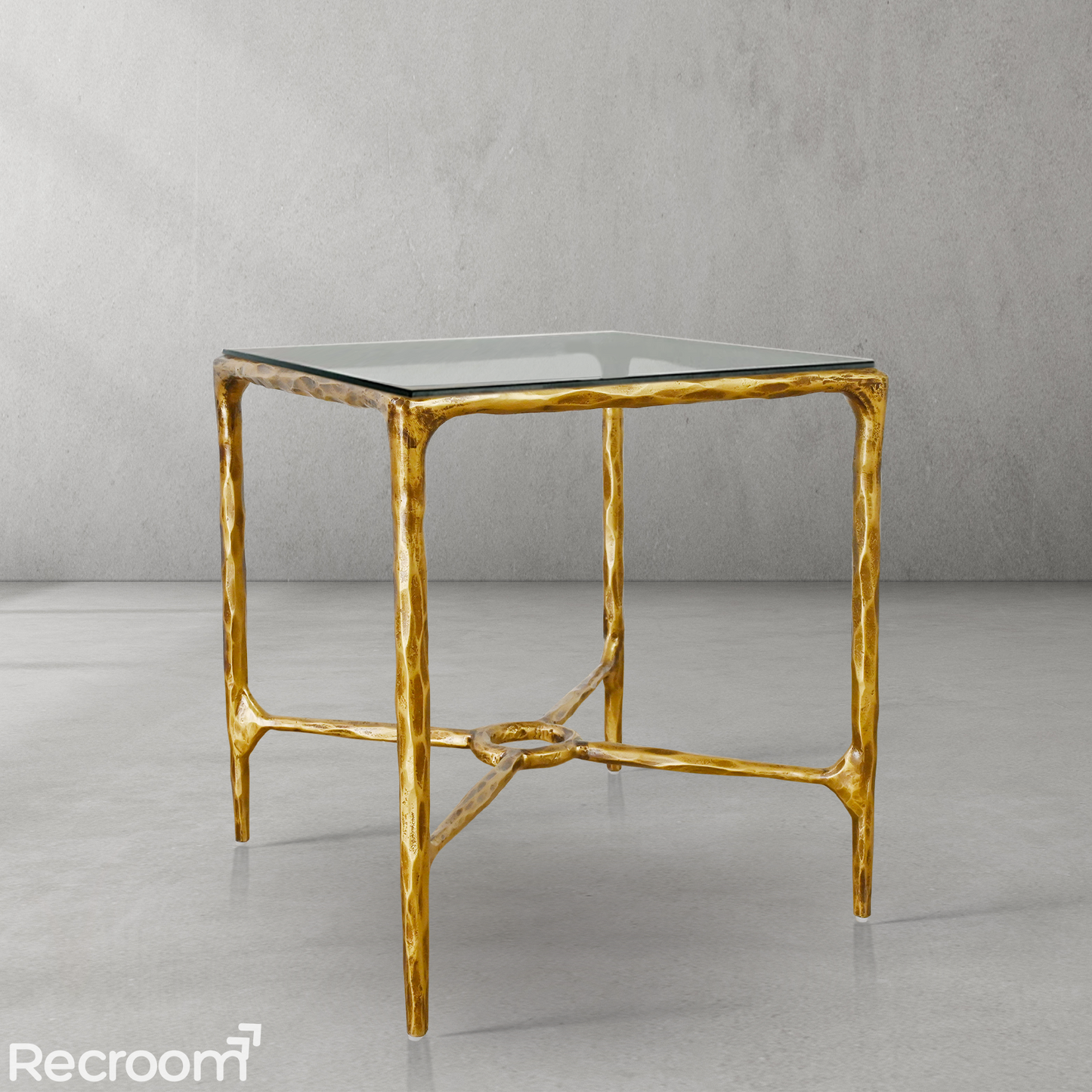 Thaddeo Glass Square Side Table Overhang