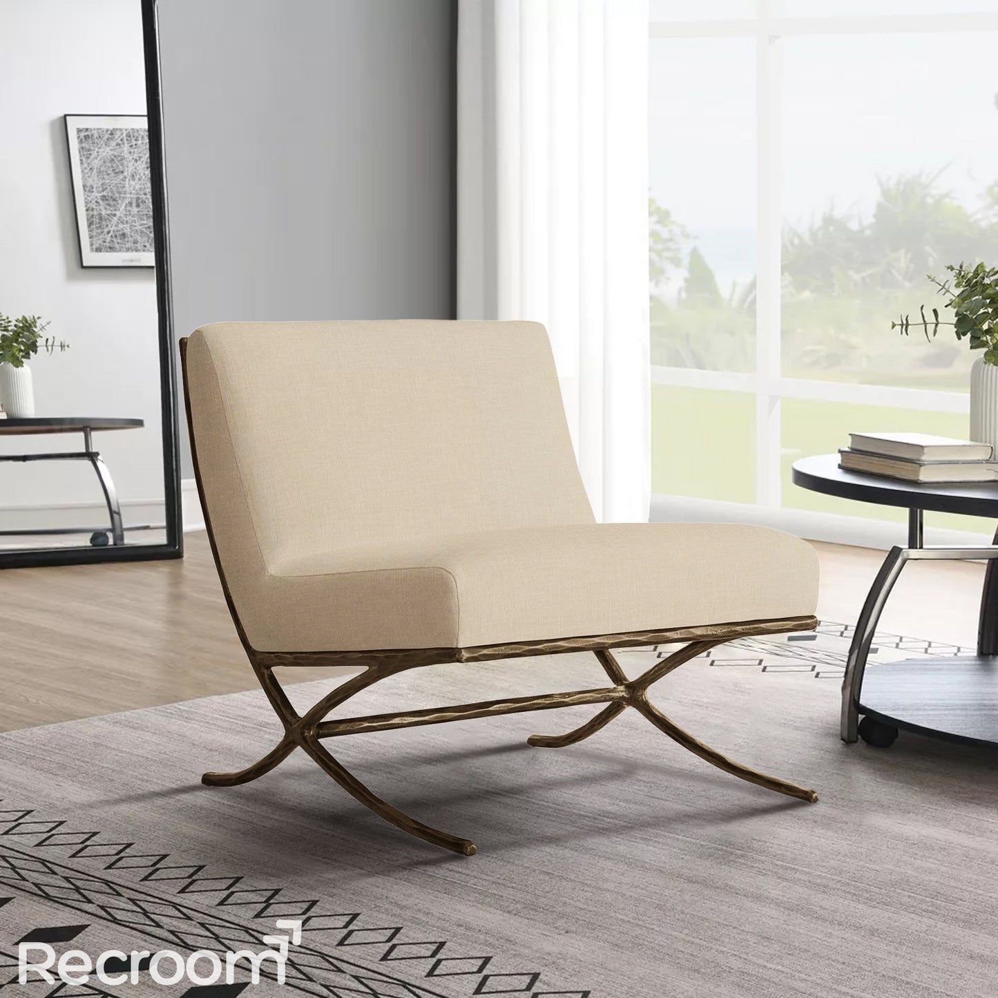 Thaddeo X-base Leather Slipper Chair