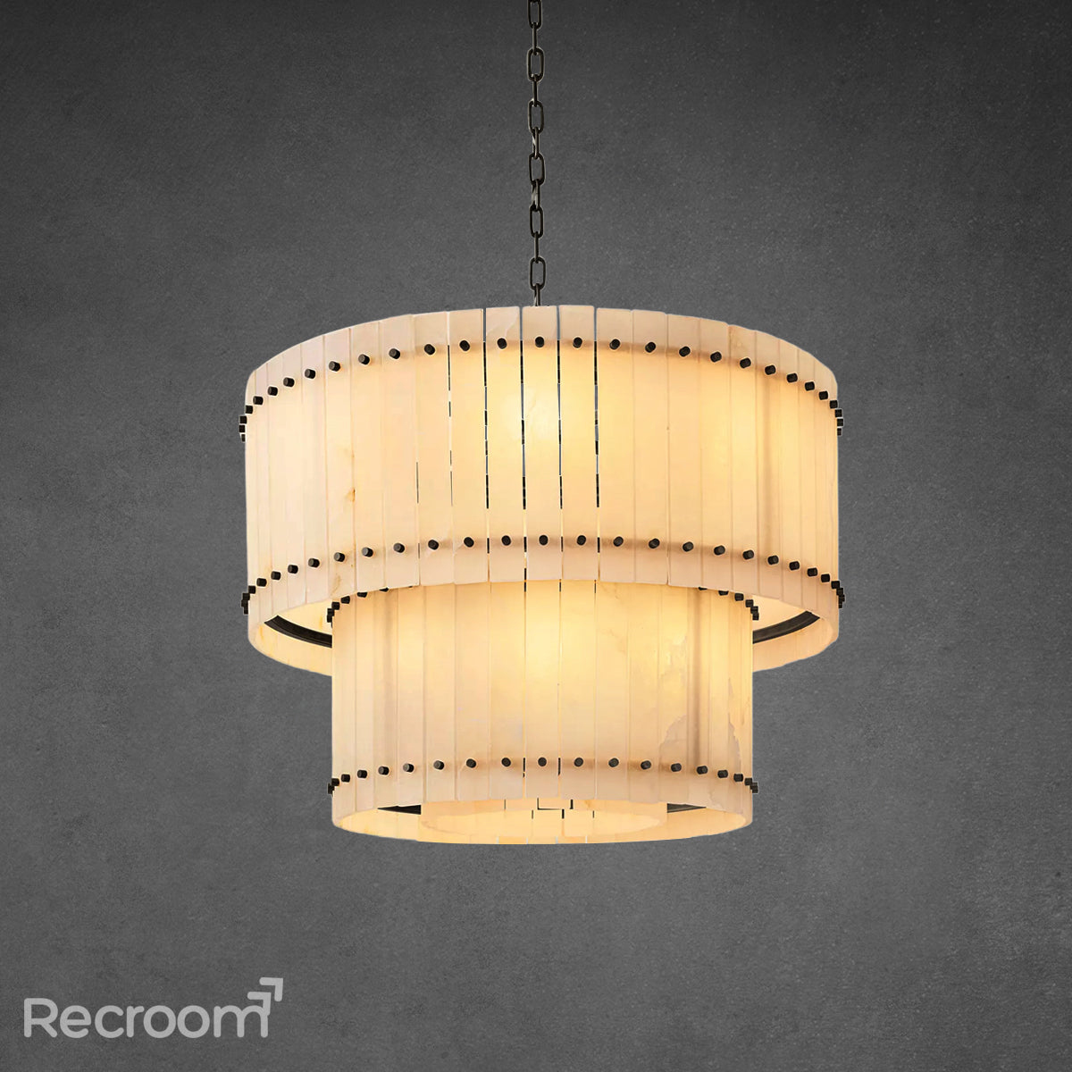 San Marconer Alabaster Round Tiered Chandelier 48"