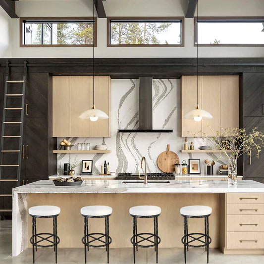 Thaddeo Backless Fabric Swivel Stool