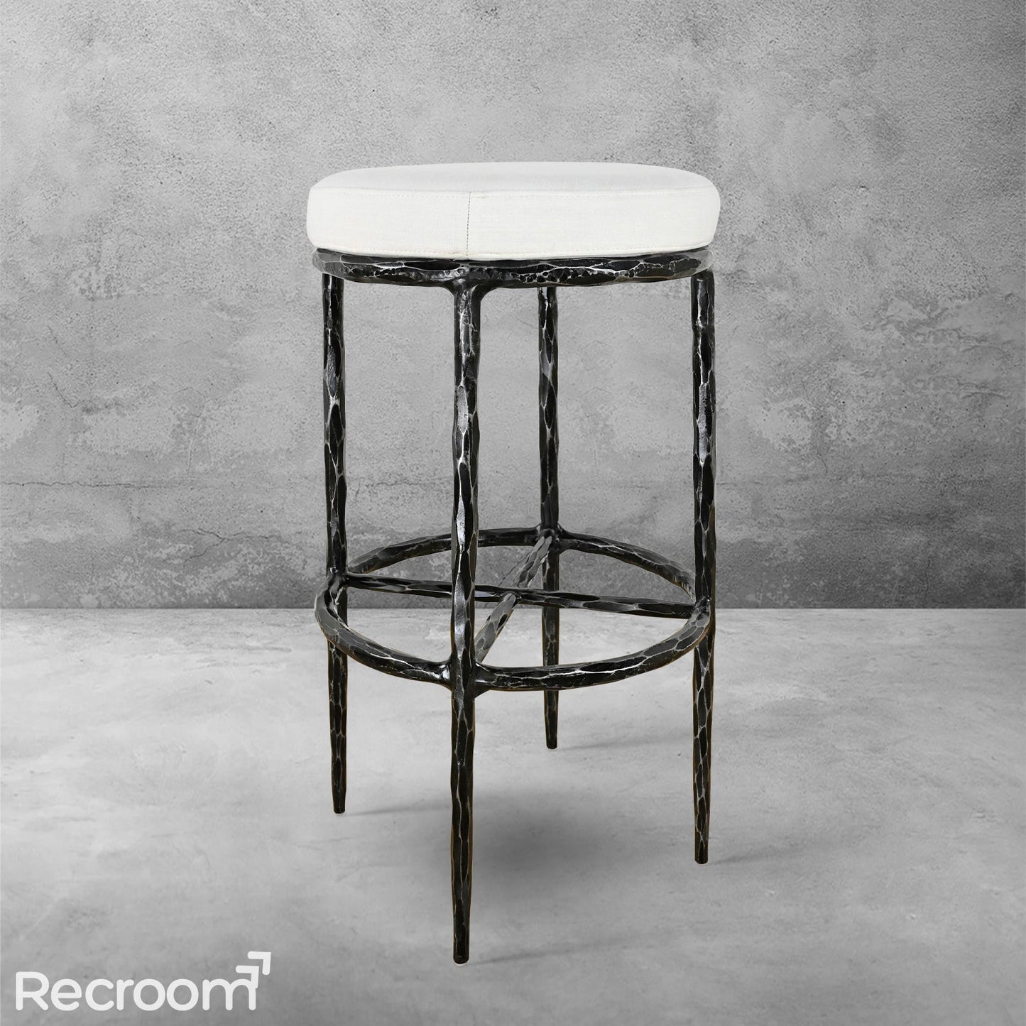 Thaddeo Backless Fabric Swivel Stool