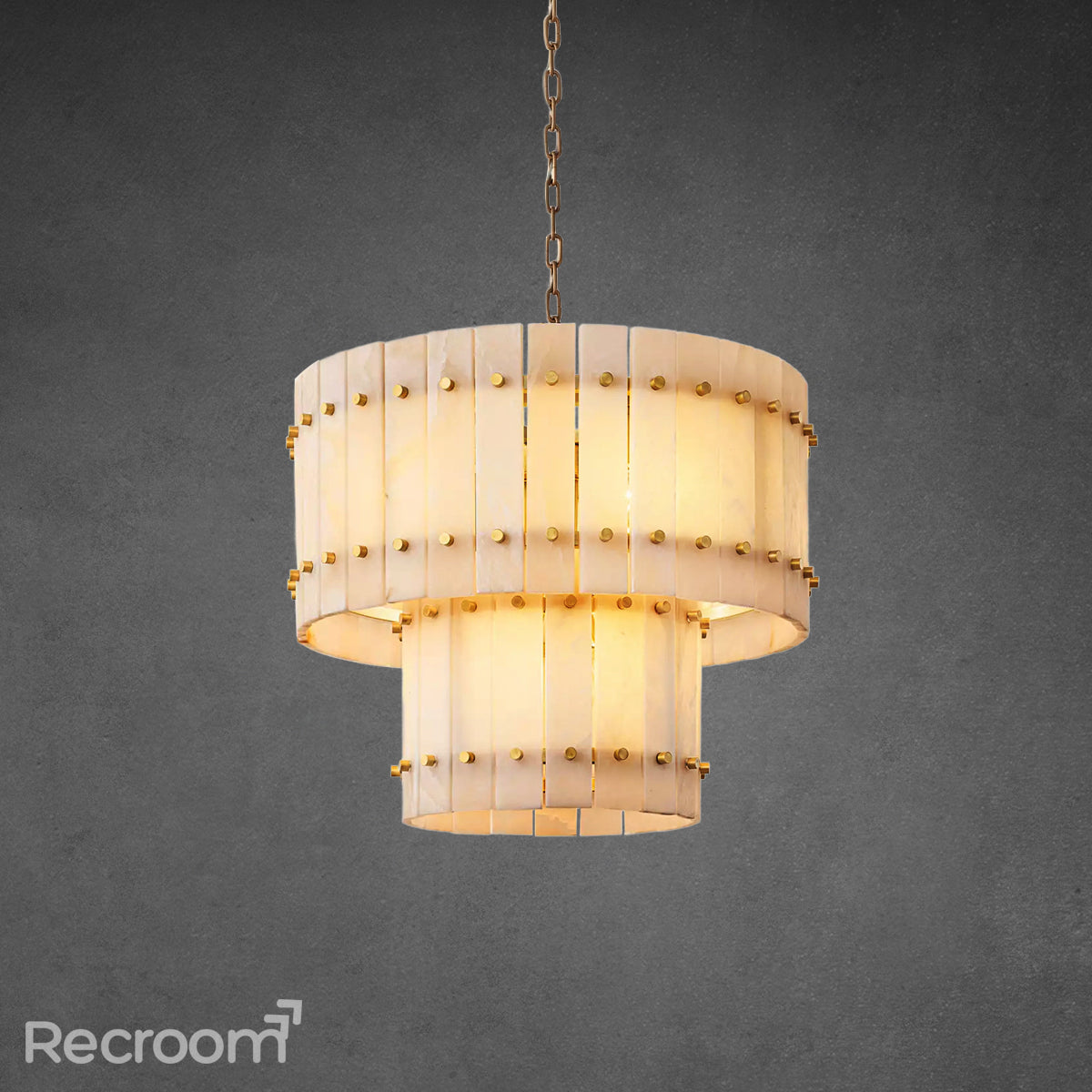 San Marconer Alabaster Round Tiered Chandelier 22"