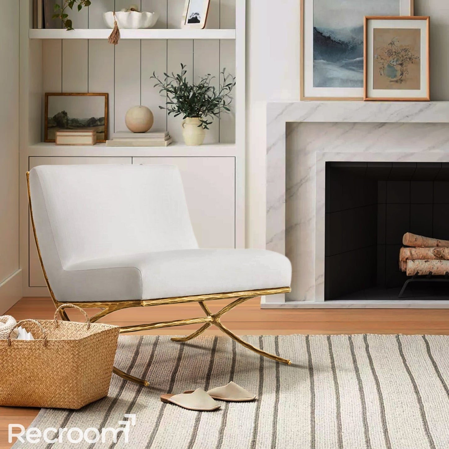 Thaddeo X-base Leather Slipper Chair