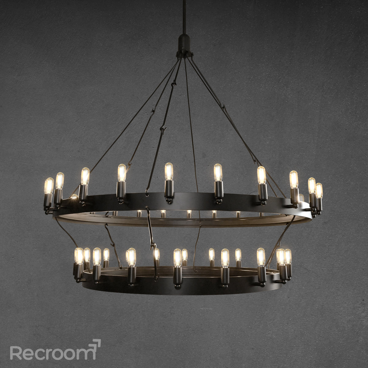 Caminon Vintage Filament Two-Tier Chandelier 38"