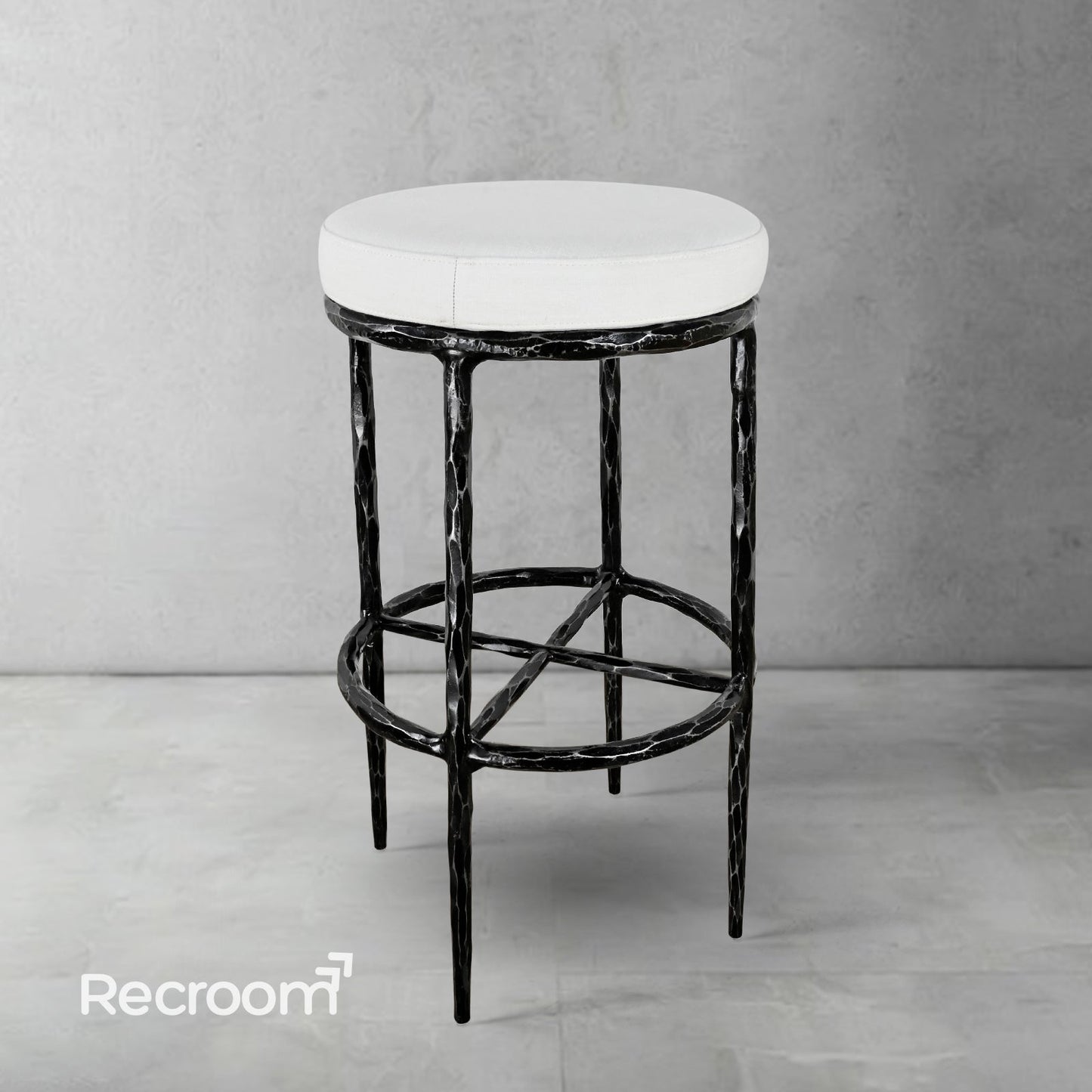 Thaddeo Backless Fabric Swivel Stool