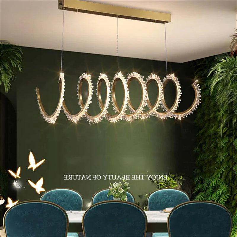 Cervine Modern Rock Crystal Spiral Chandelier