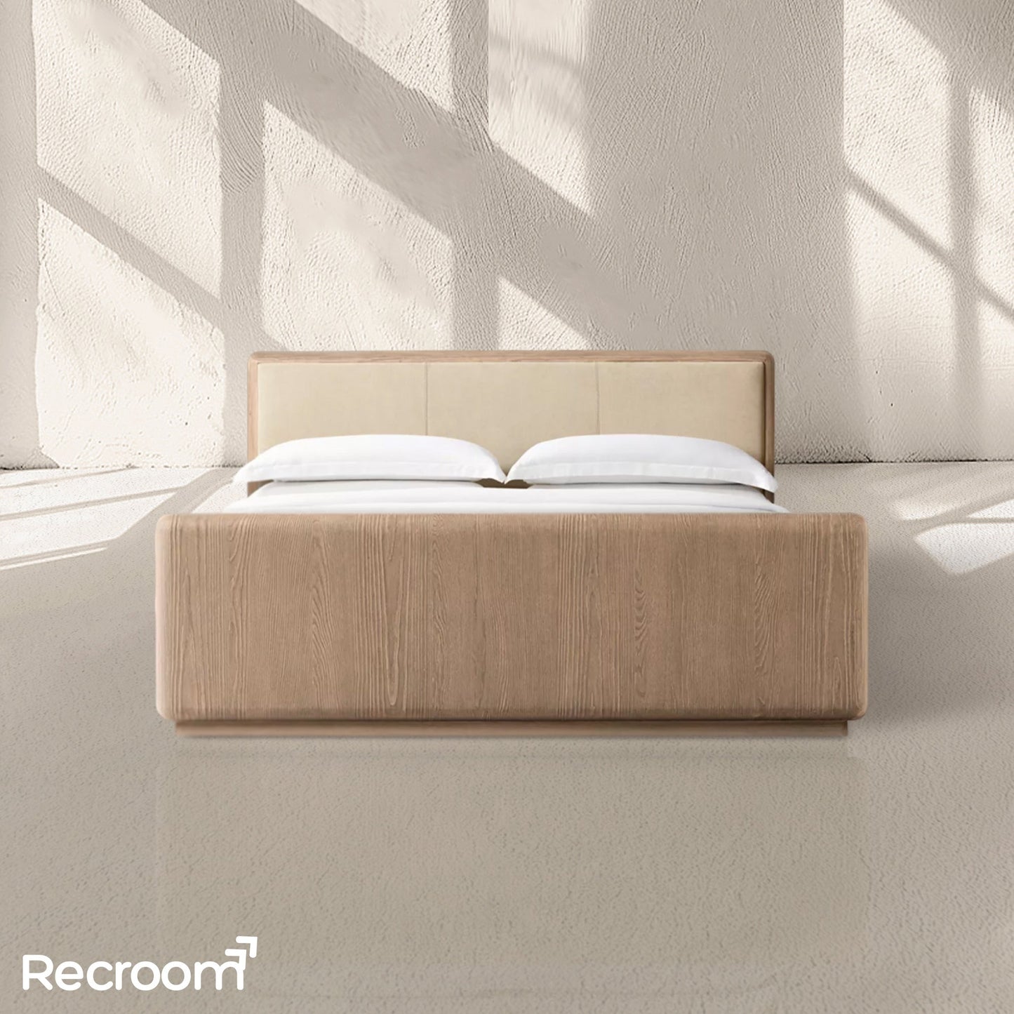 Cira Leather Panel Bed with Footboard