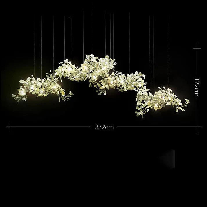 Modern Creative Ginkgo Ceramic Linear Chandelier