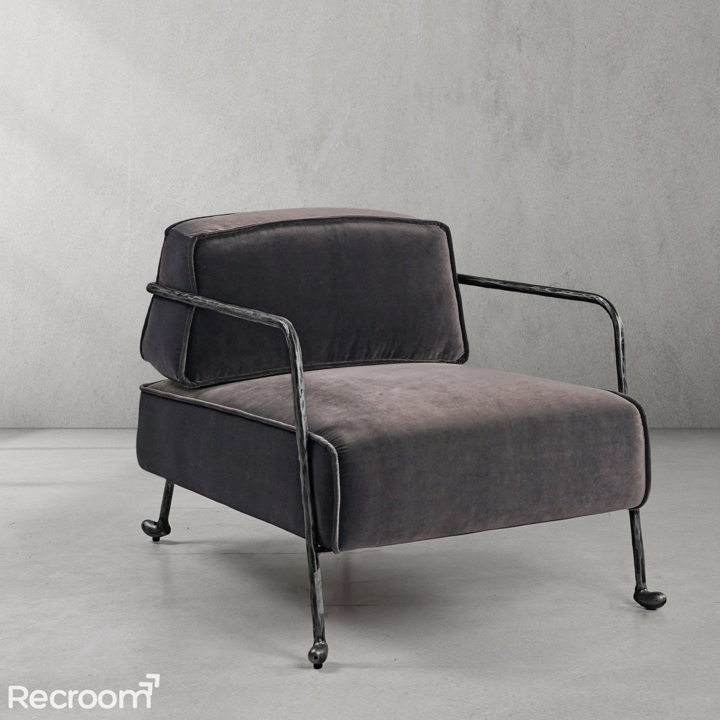 Thaddeo Gray Velvet Armchair