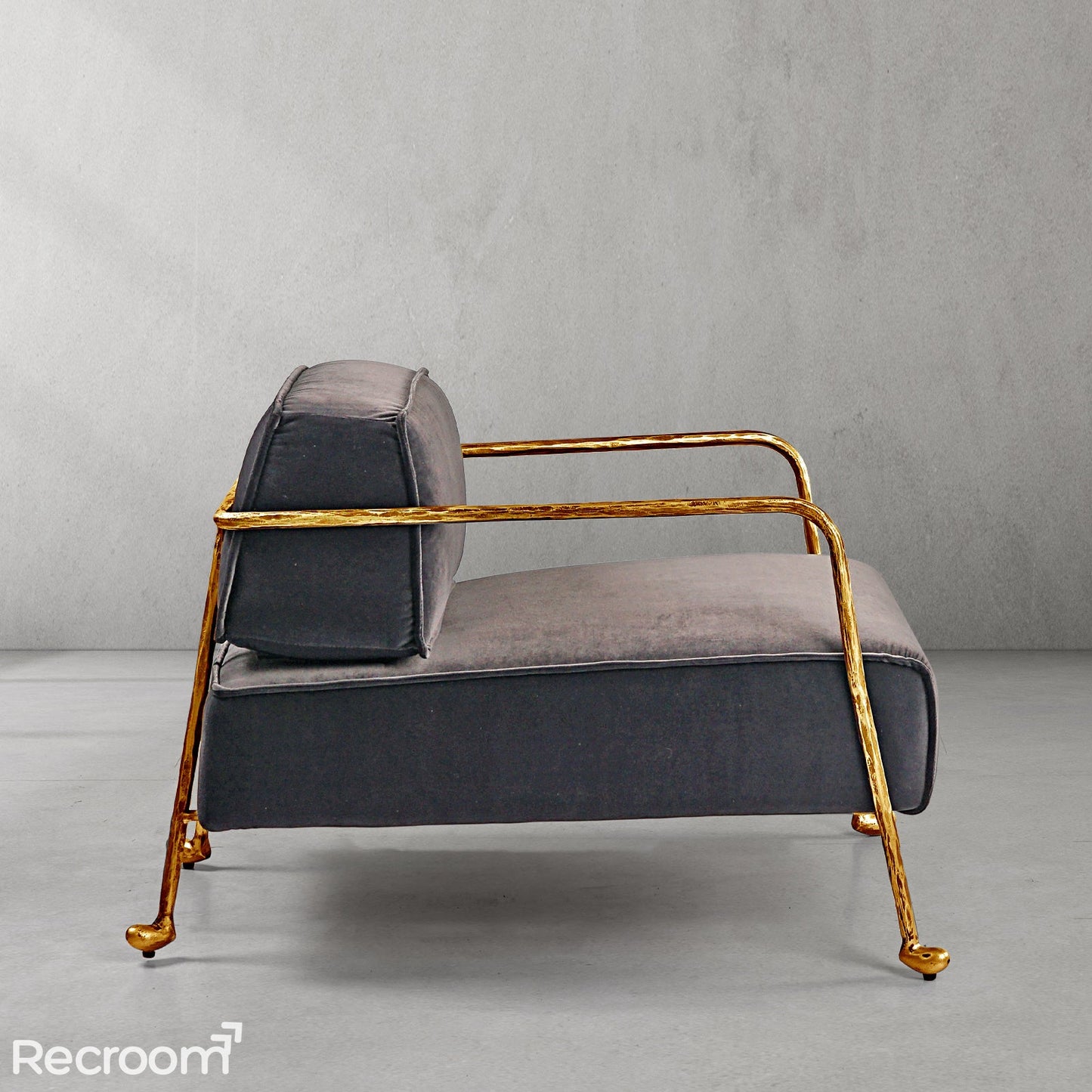 Thaddeo Gray Velvet Armchair