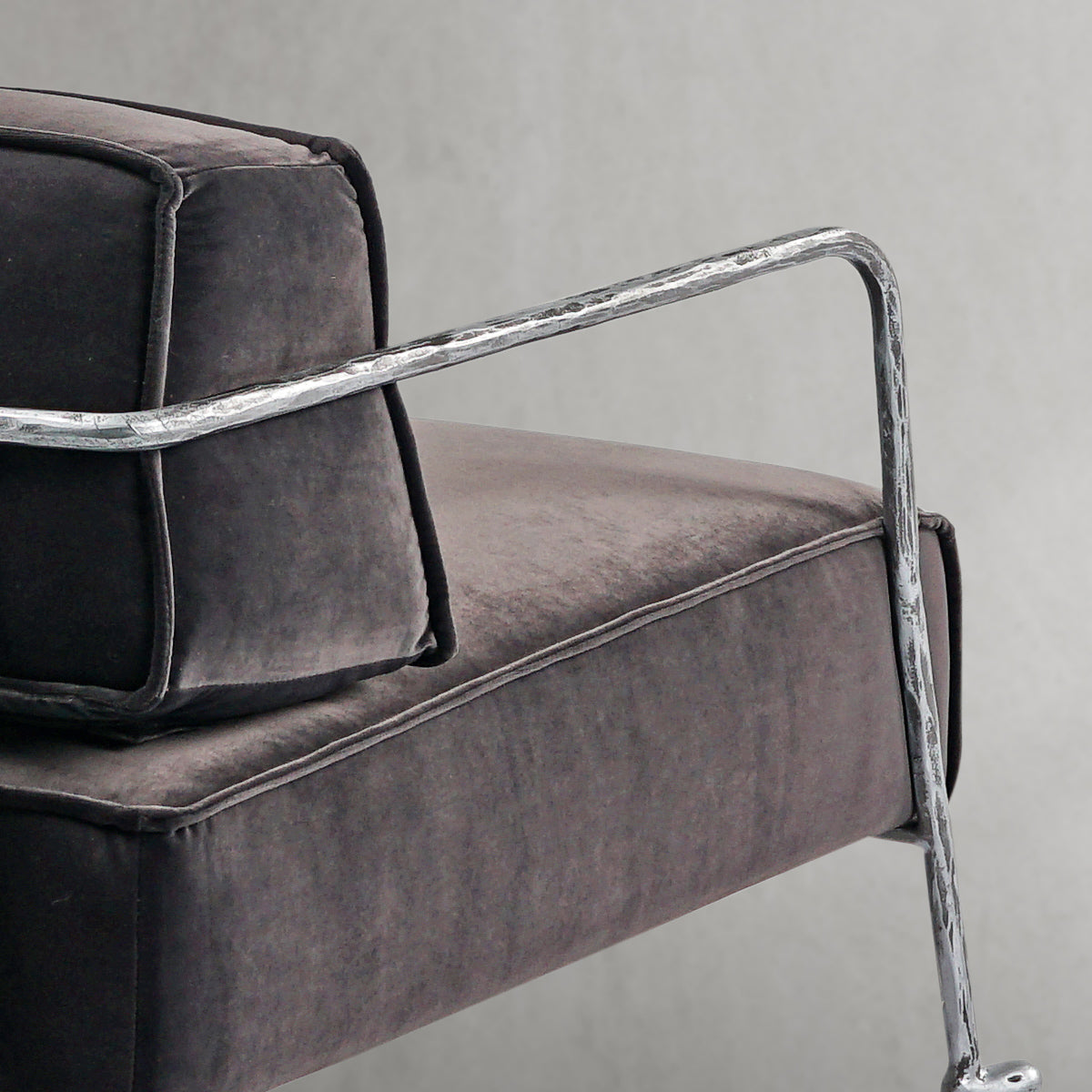 Thaddeo Gray Velvet Armchair