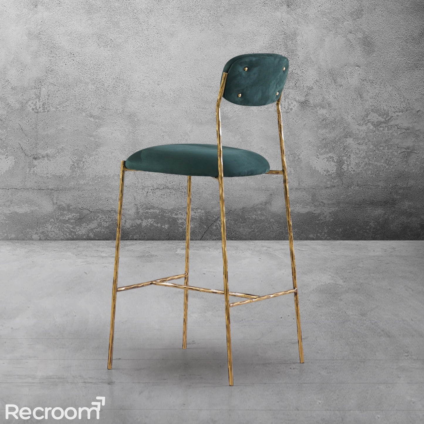 Thaddeo Green Fabric Bar Stool