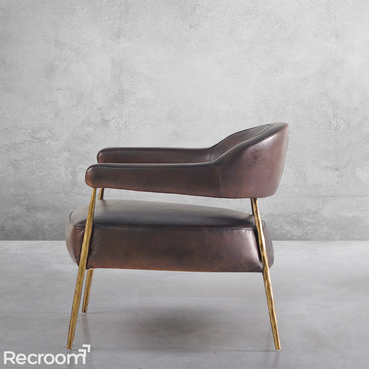 Thaddeo Brown Leather Lounge Armchair