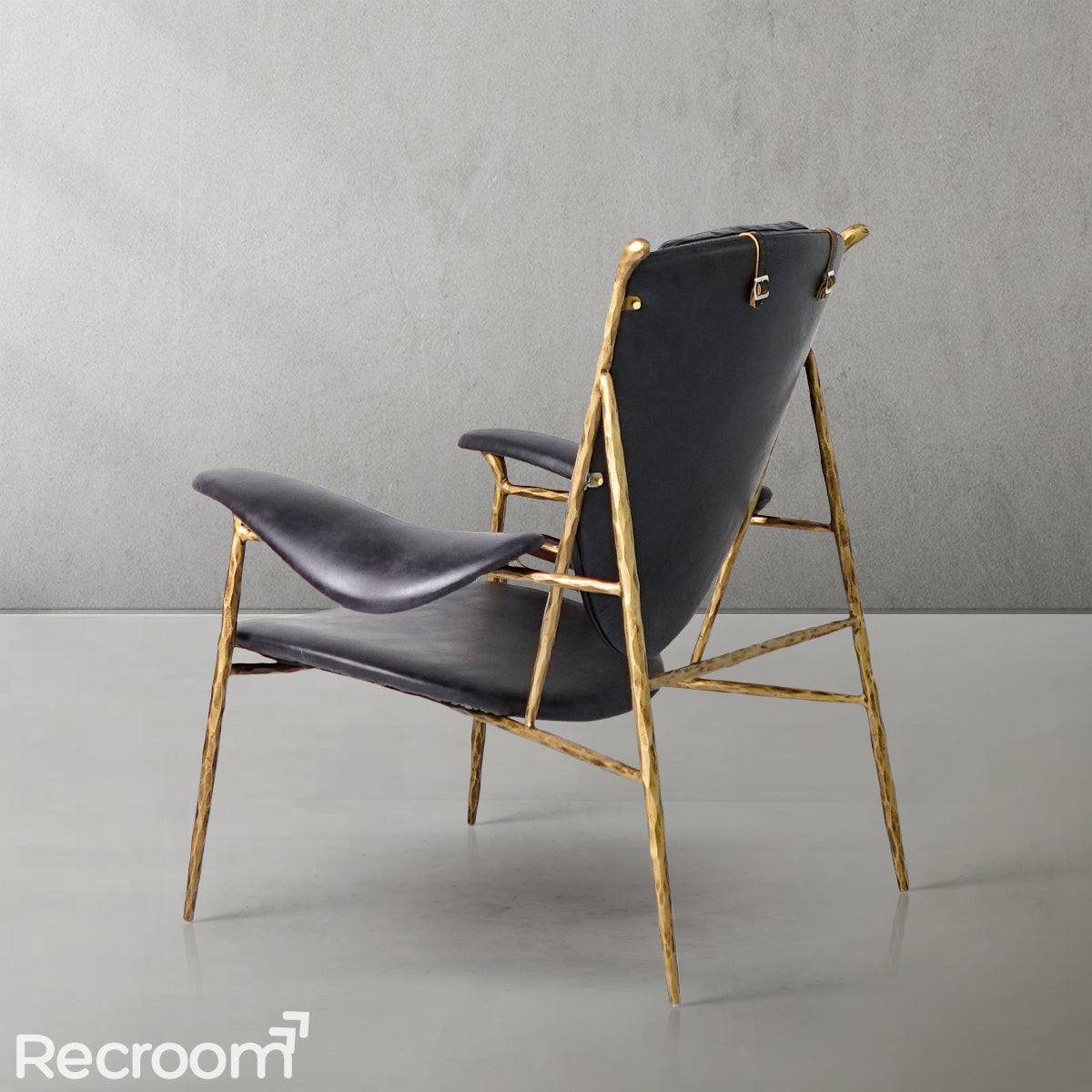 Thaddeo Enamel Wooden Plate Leather Armchair