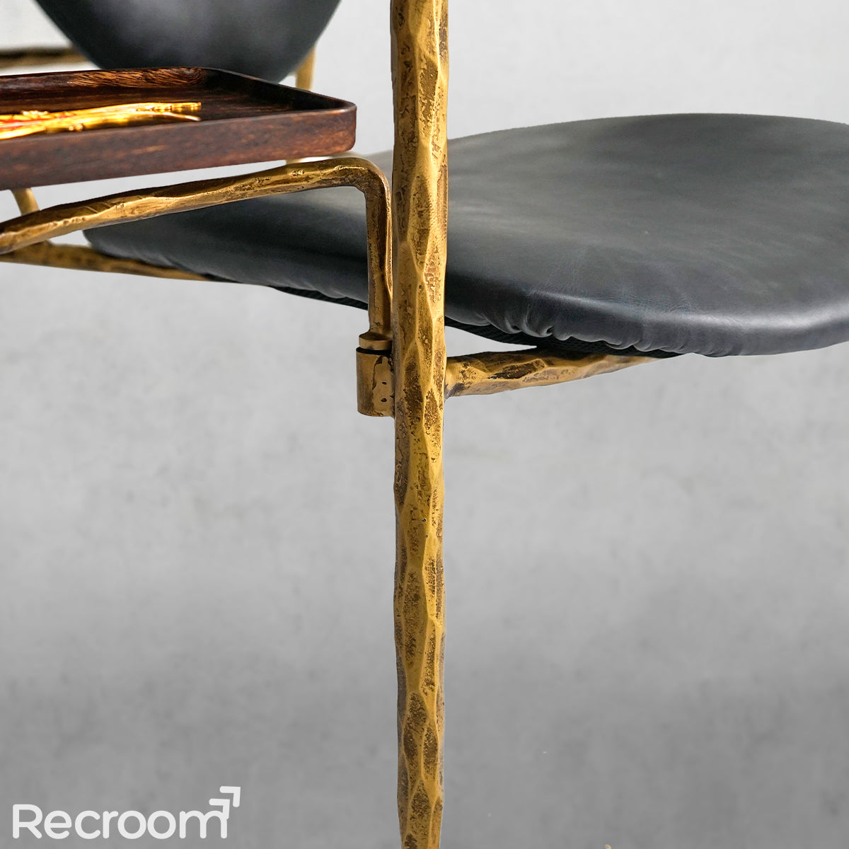 Thaddeo Enamel Wooden Plate Leather Armchair