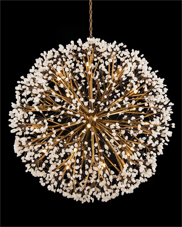 Spherical Thirty-Light Quartz Chandelier 43.5"D