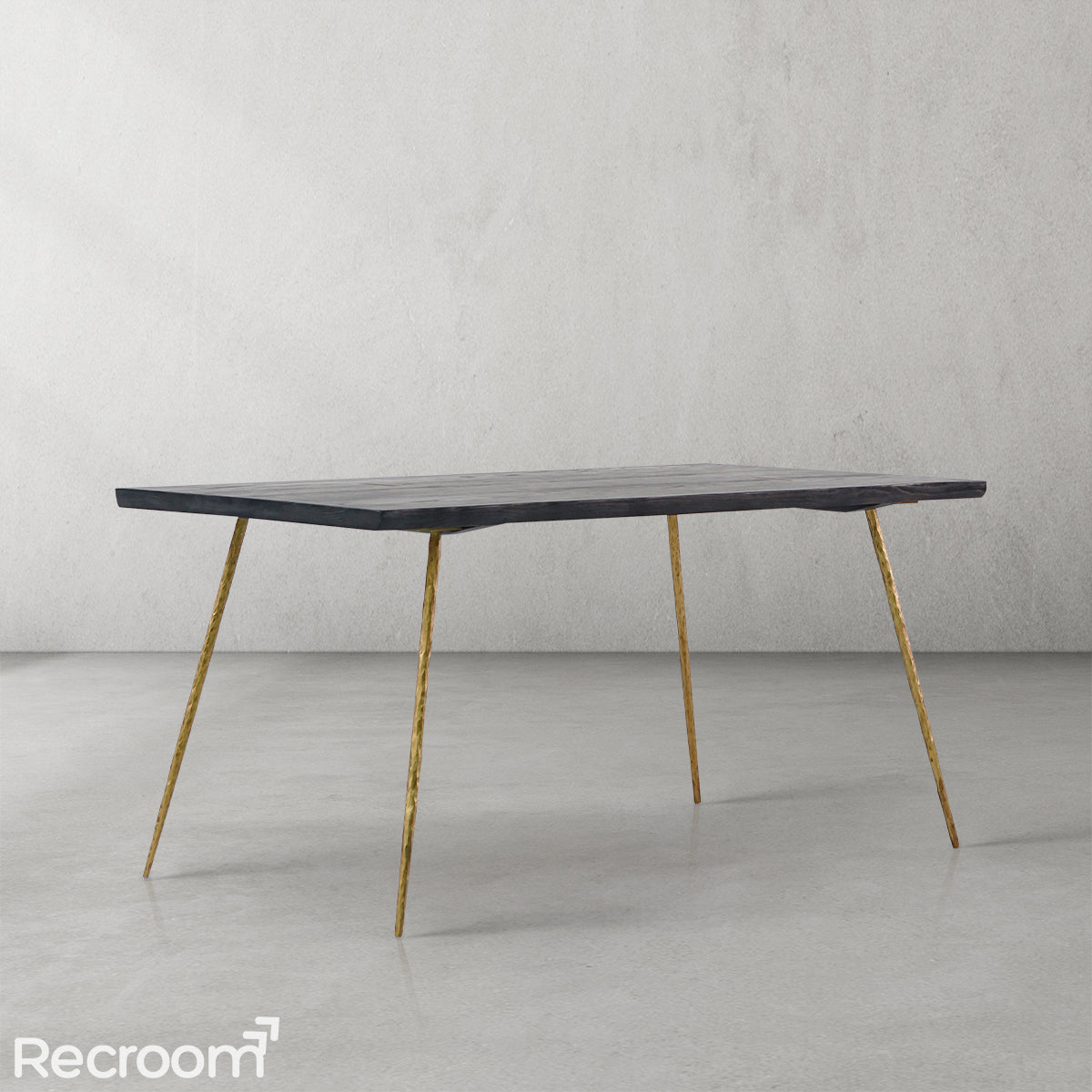 Thaddeo Retro Copper Frame Solid Wood Dining Bench