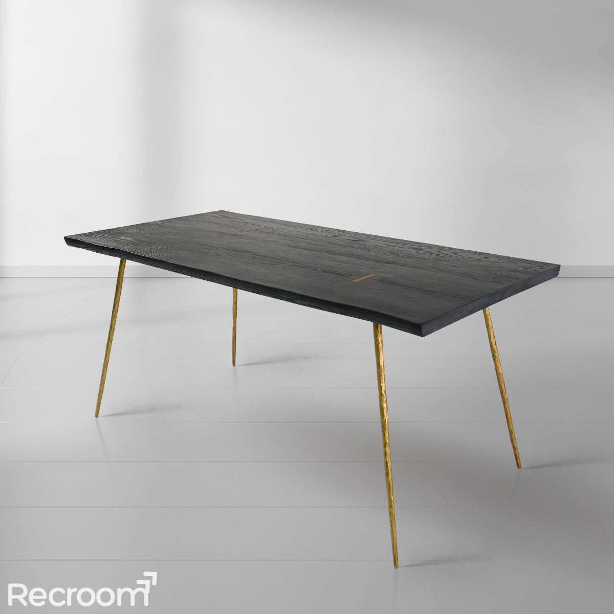 Thaddeo Retro Copper Frame Solid Wood Dining Bench