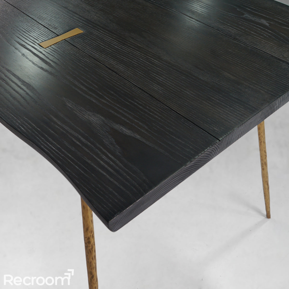 Thaddeo Retro Copper Frame Solid Wood Dining Bench