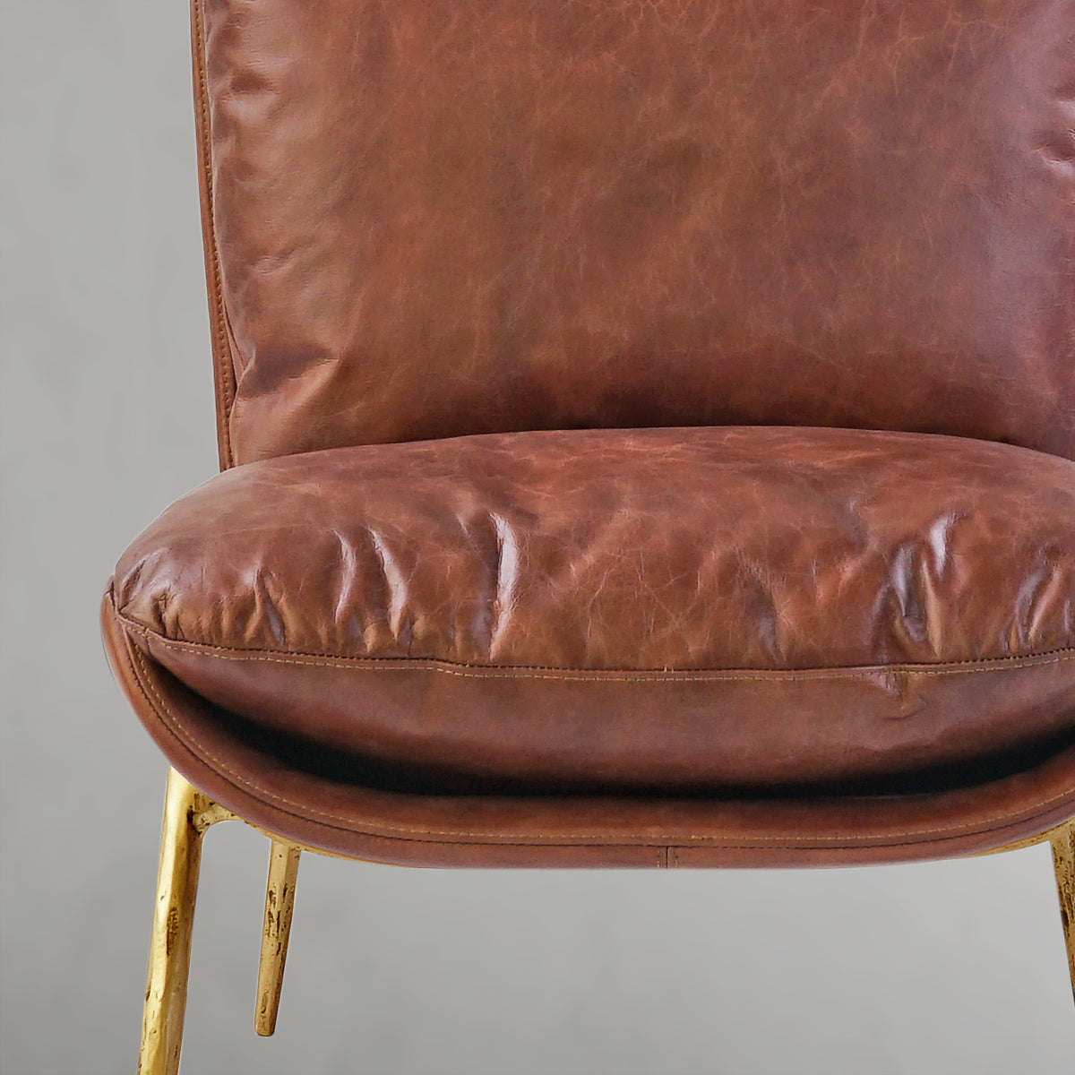 Thaddeo Vintage Leather Armrest Lounge Chair