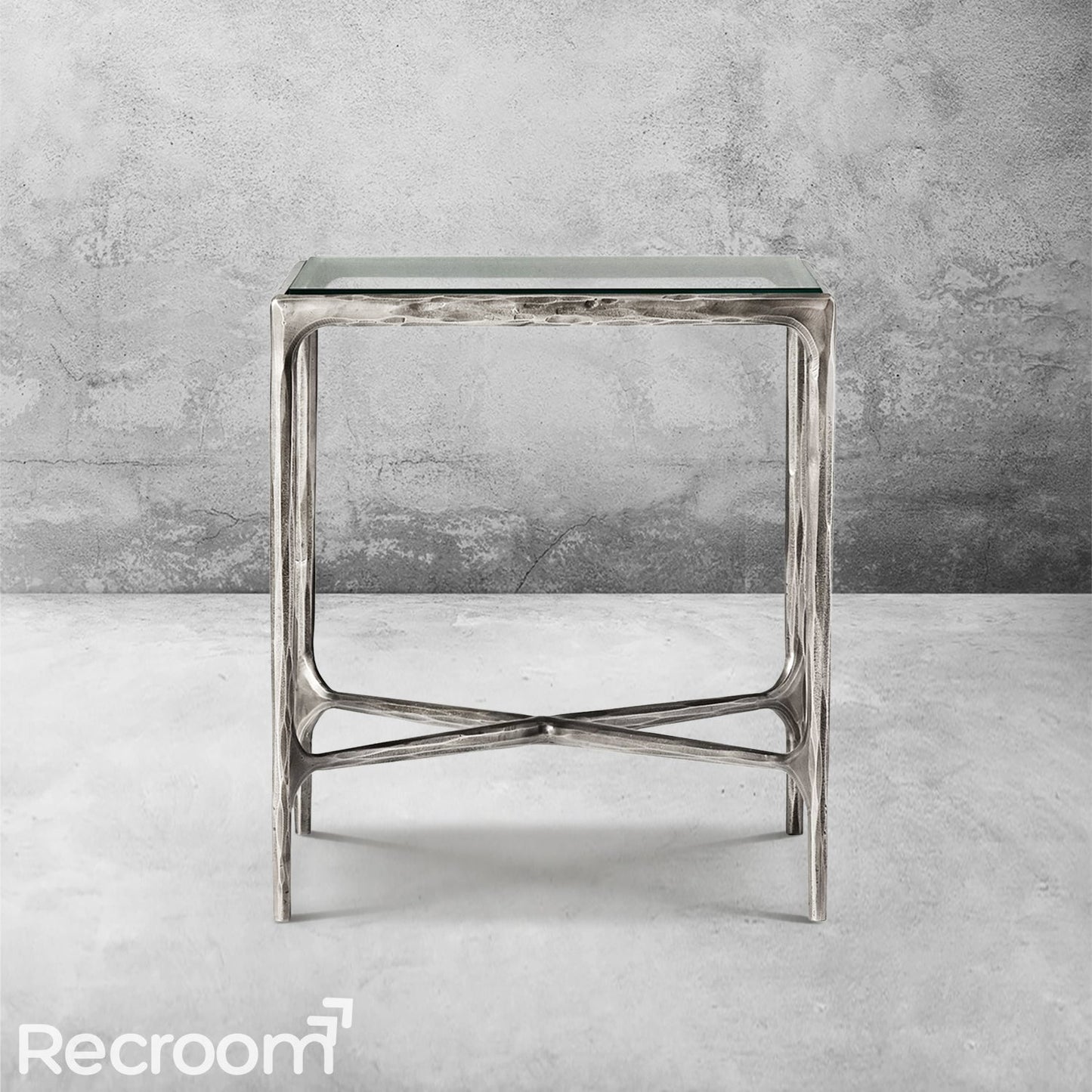 Thaddeo Glass Square Side Table 18'' / 22"