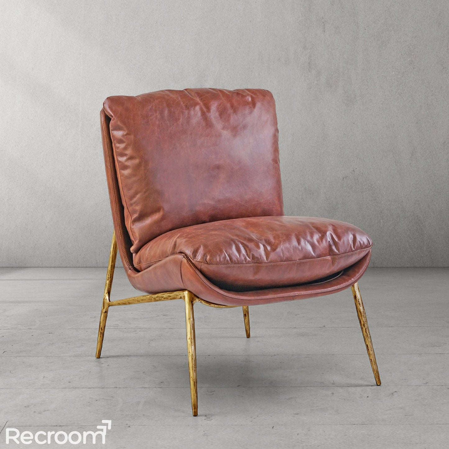 Thaddeo Vintage Leather Armrest Lounge Chair