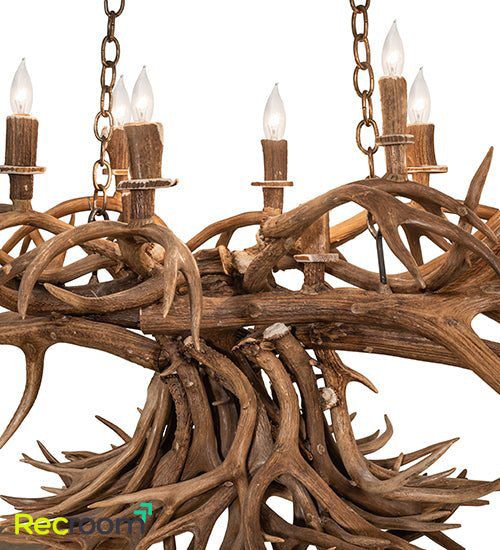 50" Long Antlers 10 Light Oblong Chandelier
