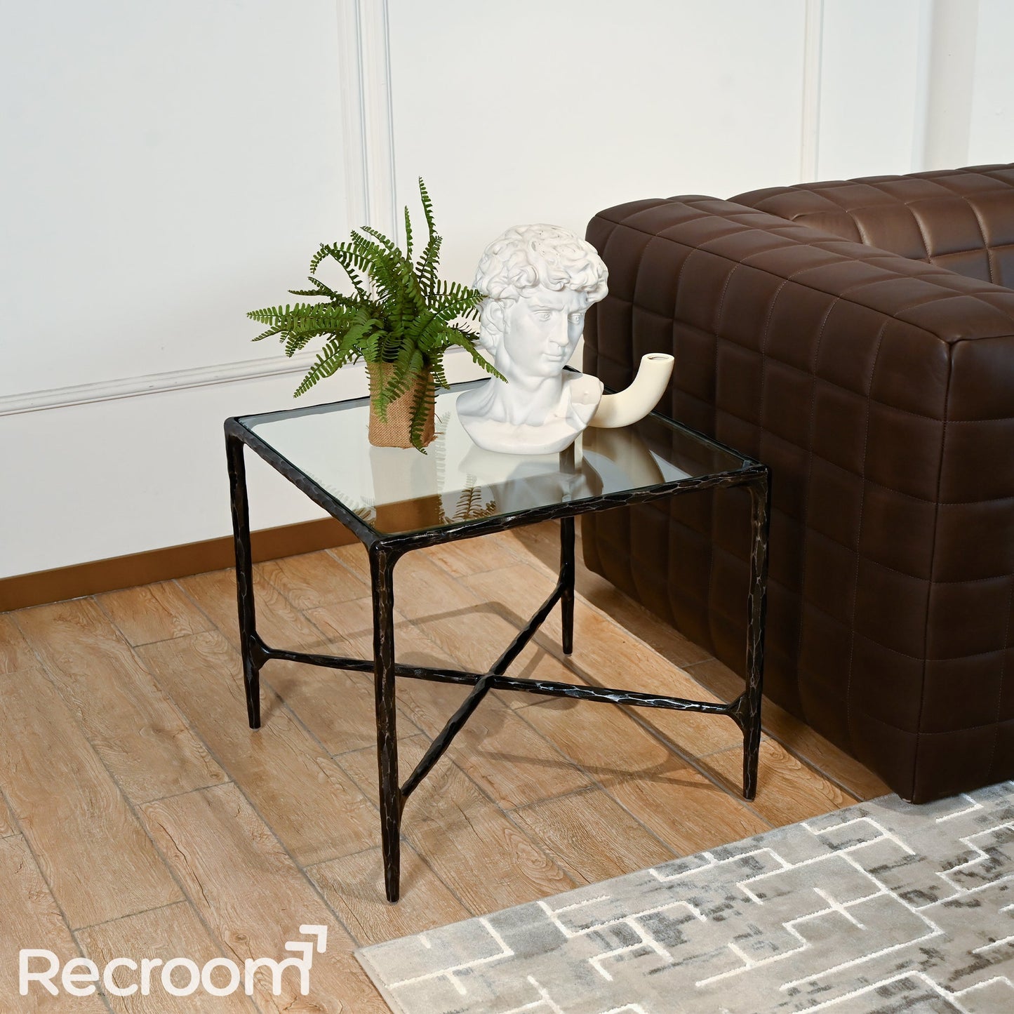 Thaddeo Glass Square Side Table 18'' / 22"