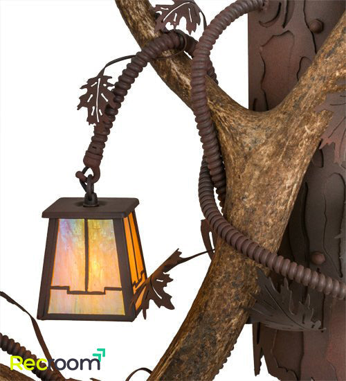 46" Wide Antlers Elk 3 Light Wall Sconces