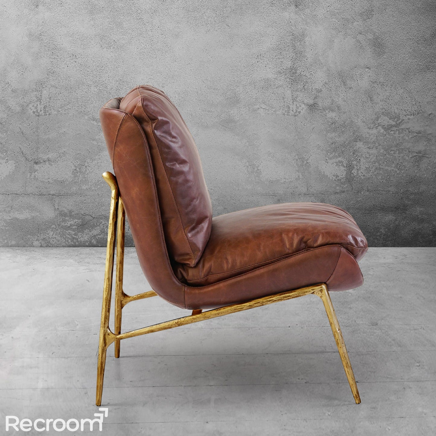 Thaddeo Vintage Leather Armrest Lounge Chair