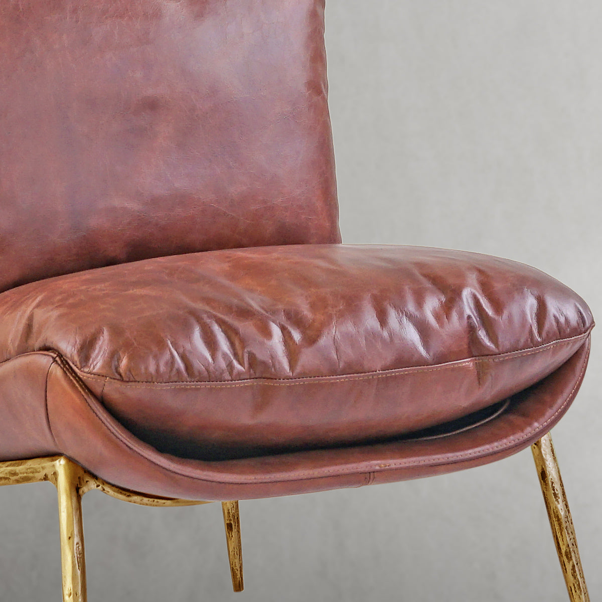 Thaddeo Vintage Leather Armrest Lounge Chair