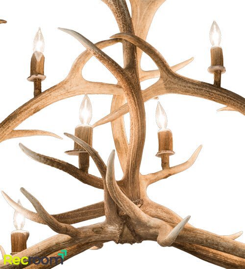 66.5" Long Antlers Elk 10 Light Oblong Chandelier