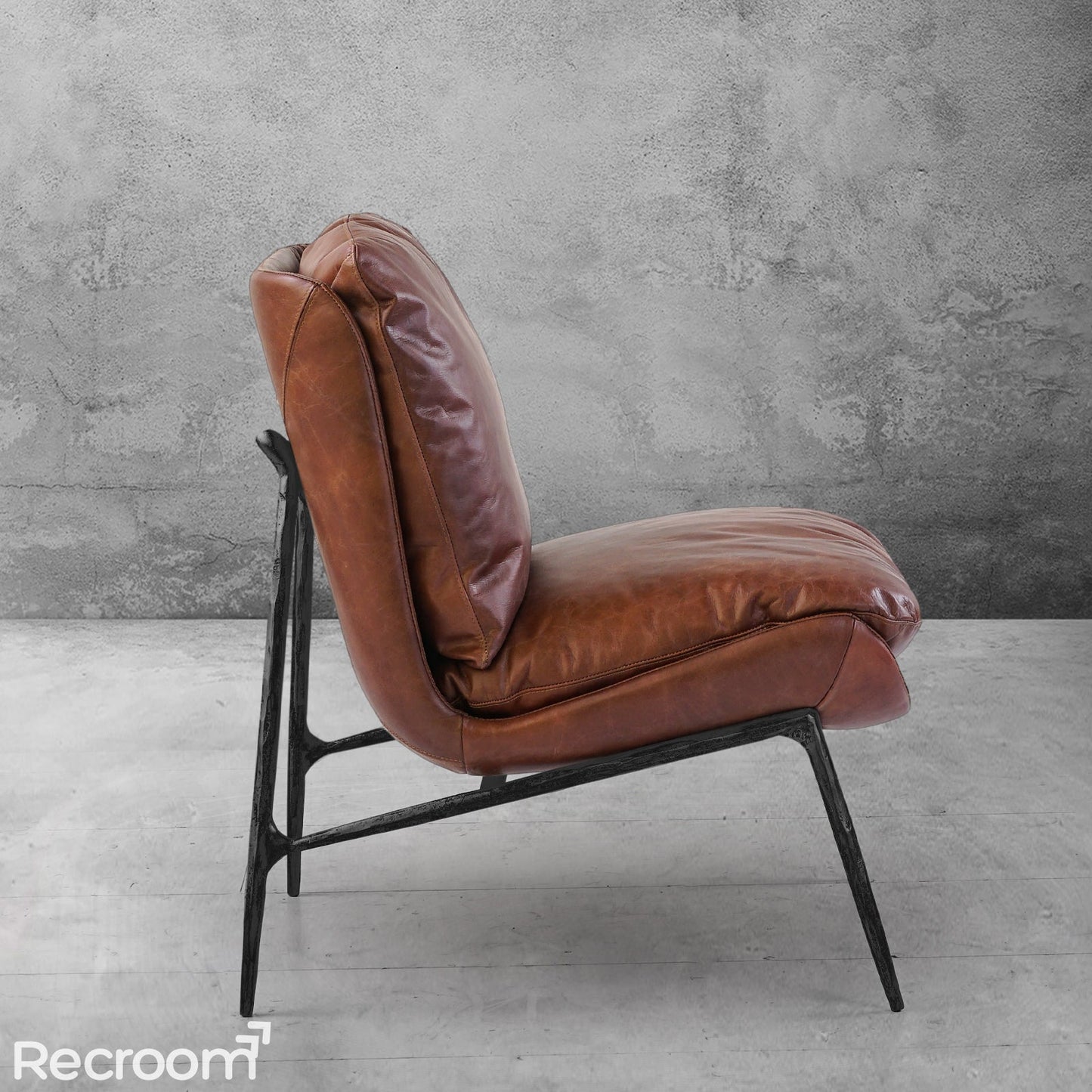 Thaddeo Vintage Leather Armrest Lounge Chair