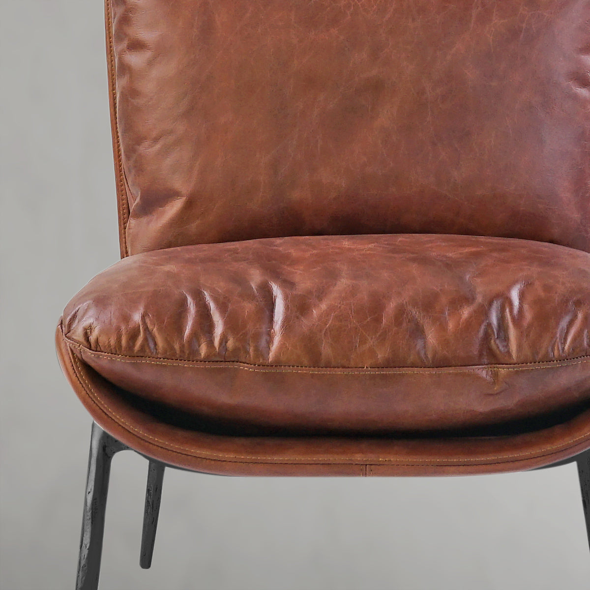 Thaddeo Vintage Leather Armrest Lounge Chair