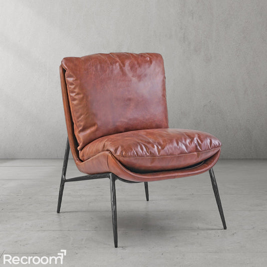 Thaddeo Vintage Leather Armrest Lounge Chair