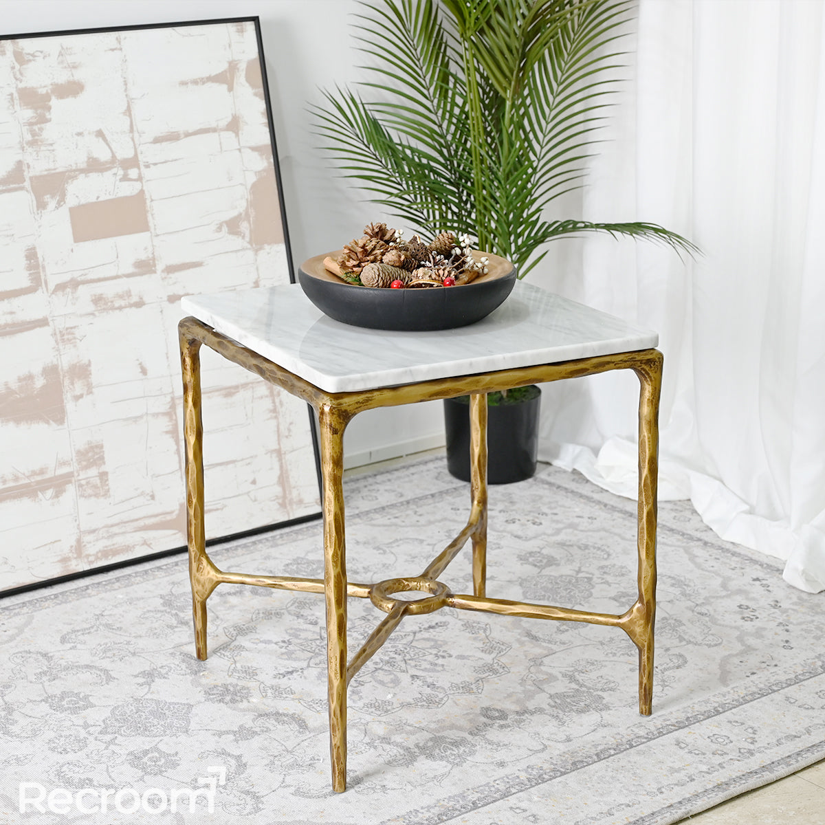 Thaddeo Marble Square Side Table 18" / 22" Overhang O