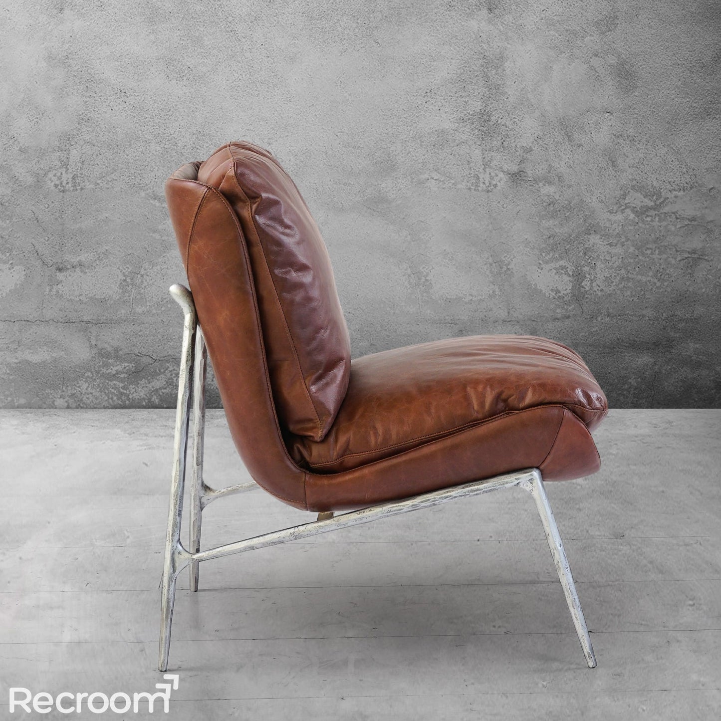 Thaddeo Vintage Leather Armrest Lounge Chair