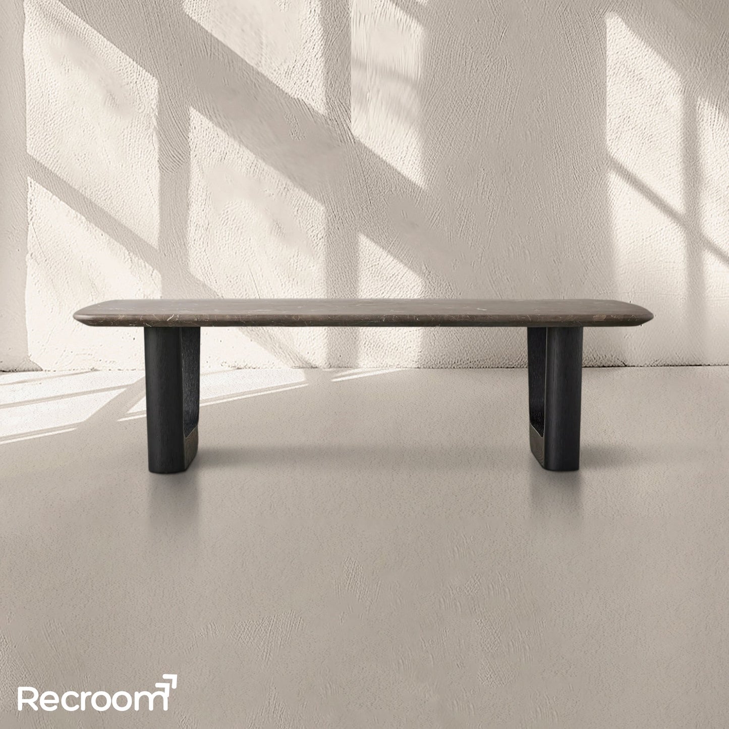 San Germani 72" Stone Coffee Table with Rennes Base in Espresso