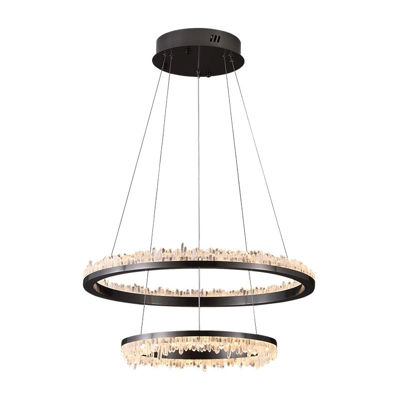 Cervine Minimalistic Crystal Quartz LED Chandelier