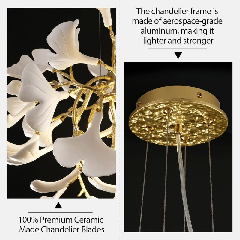Modern Ceramic Ginkgo Leaf Branches Chandelier