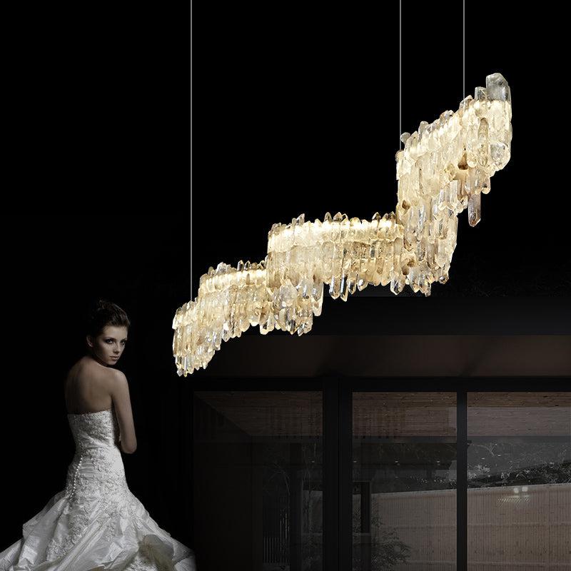Cervine Rock Crystal Linear Chandelier