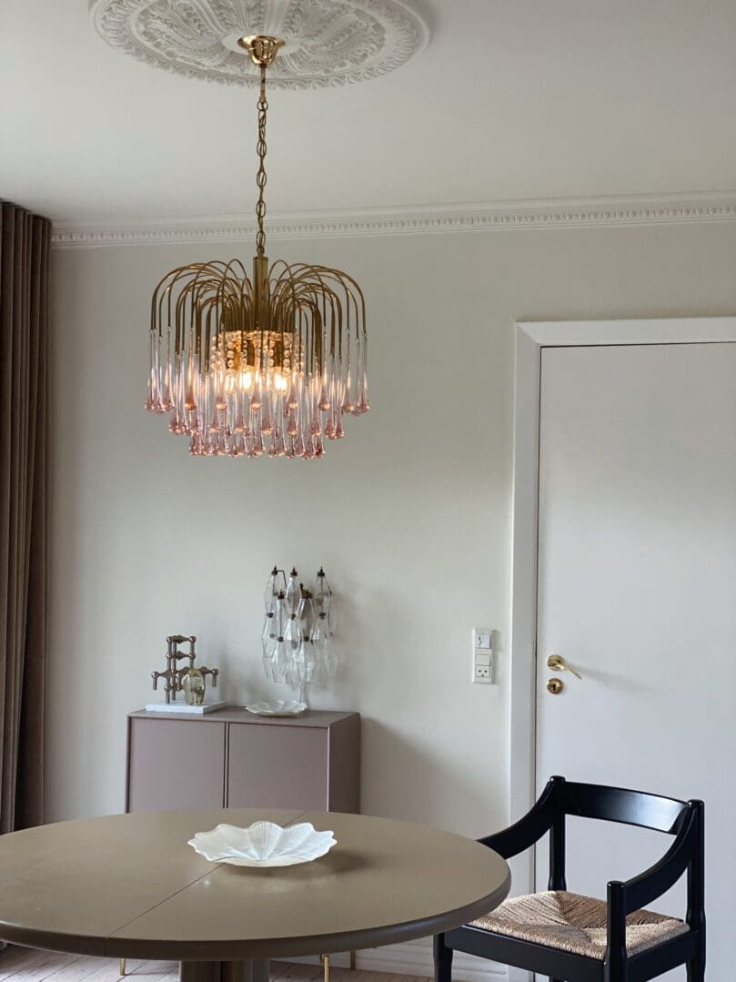 Vintage – Murano Teardrops Chandelier – 70s – Pink prisms