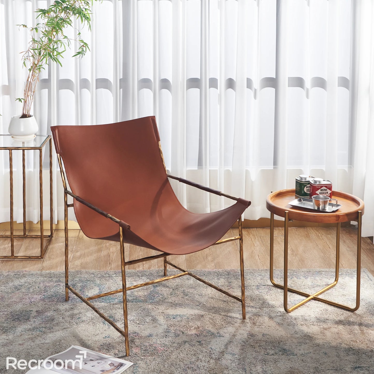 Thaddeo Brown Leather Lounge Chair