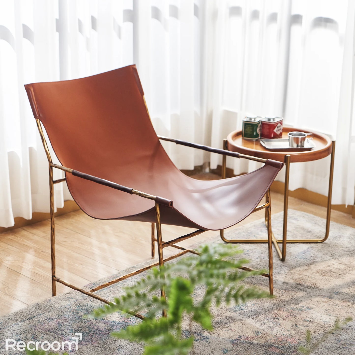 Thaddeo Brown Leather Lounge Chair